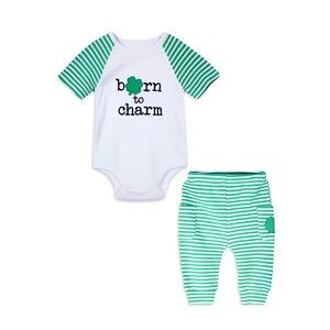 5/$20 NEW 2Pc 0-3M Boys St. Patrick's Day Born To Charm Bodysuit & Pant Set